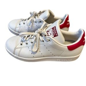 Adidas Stan Smith White and Pink Leather Sneakers for Teens/Youth